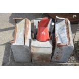 Four vintage galvanised feeders