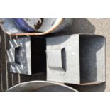 Two galvanised coal buckets