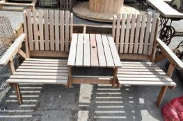 Teak garden love seat, width 155cm