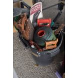 Bucket of shed clearance tools to include large quantity of hand tools, shears, hammers, loppers