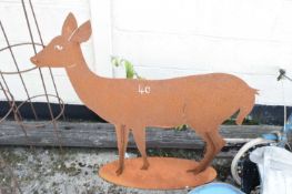 Metal deer silhouette garden statue, height approx 100cm, width 105cm