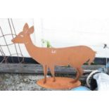 Metal deer silhouette garden statue, height approx 100cm, width 105cm