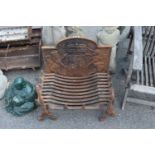 Vintage cast iron fire back and grate, marked '1635' (a/f), width 60cm, height 50cm approx