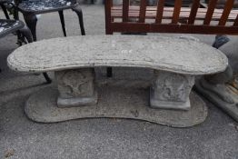 Composite garden seat, approx 115cm wide, height 38cm