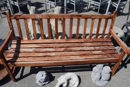 Wooden garden bench, width 158cm, height 85cm