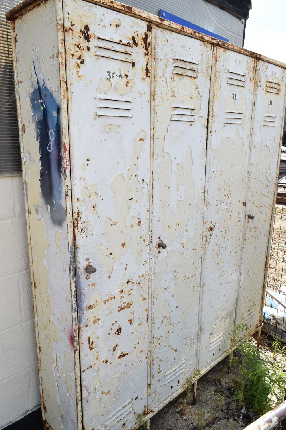 Vintage metal locker/cabinet set, width 154cm, height 190cm