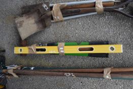 Sledgehammer with a pair of loppers and a spirit level