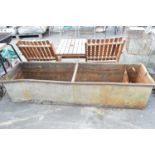 Galvanised trough, width 186cm x 50cm x 42cm (a/f)