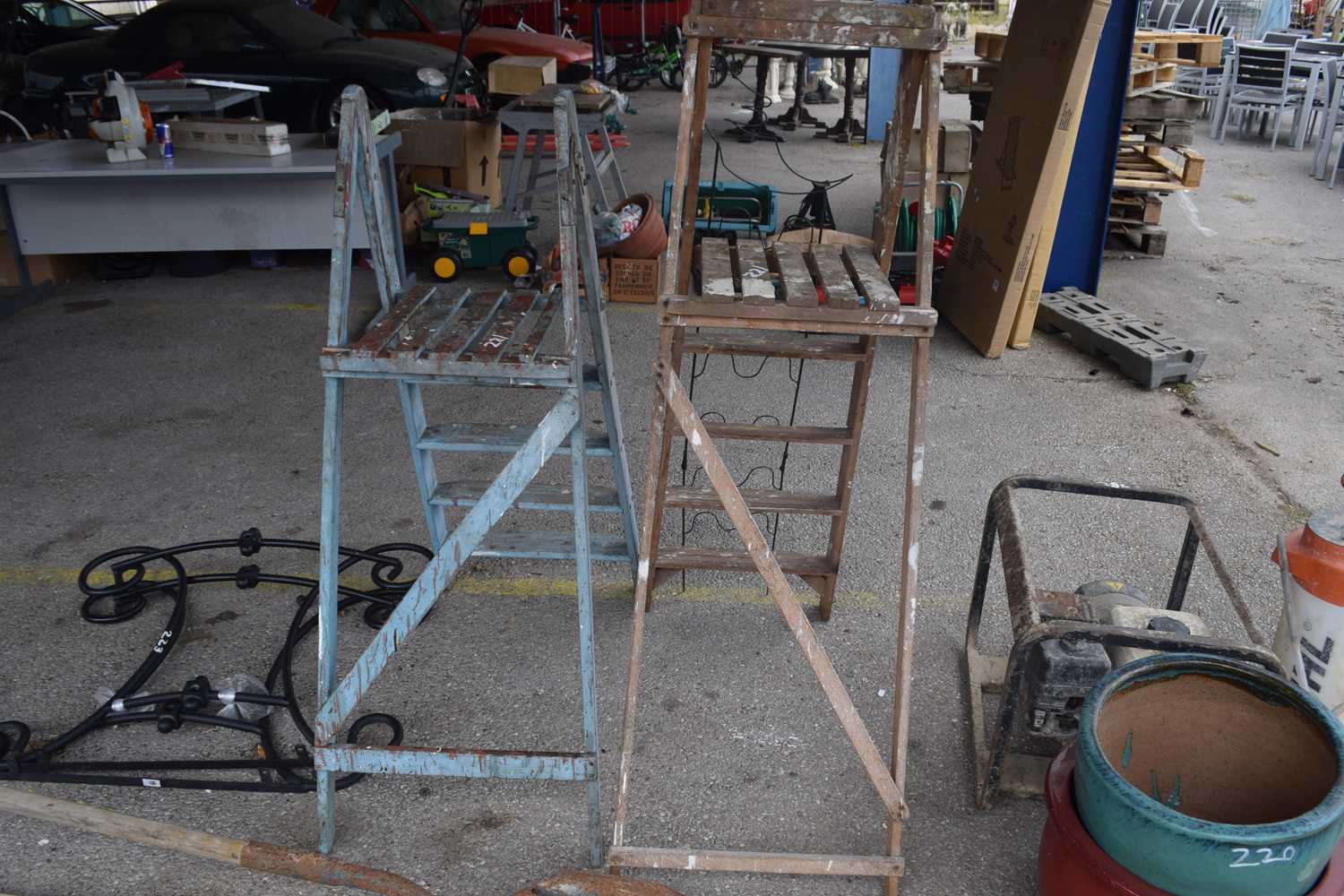 Two domestic wooden step ladders