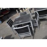 Heavy duty high wear garden dining set consisting of a table and four chairs, table height 75cm,