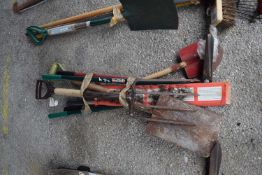 Quantity of garden hand tools to include forks, spades, edgers etc