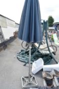 Garden parasol with stand, height approx 240cm