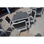 Heavy duty high wear garden dining set consisting of a table and four chairs, table height 75cm,