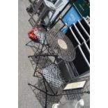Metal bistro set comprising a table and two chairs, table height 77cm