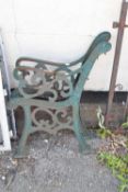 Pair of cast iron bench ends, height approx 78cm