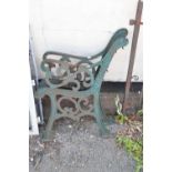 Pair of cast iron bench ends, height approx 78cm