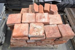 Approx 48 terracotta tiles, together with various ridge tiles etc