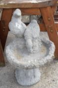 Composite bird bath, height approx 65cm