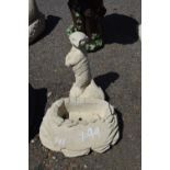 Two small composite garden statues, one of a meerkat, the other a planter, height approx 30cm