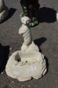 Two small composite garden statues, one of a meerkat, the other a planter, height approx 30cm