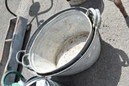 Two small galvanised wash tubs, largest approx 60cm x 40cm