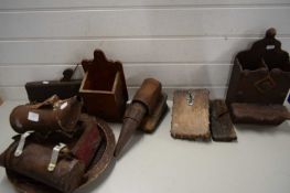 MIXED LOT - VINTAGE BEEKEEPER'S SMOKERS, WALL MOUNTED CANDLE BOXES ETC