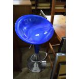 MODERN BLUE AND CHROME BAR STOOL