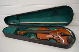 CASED VINTAGE VIOLIN, UNLABELLED