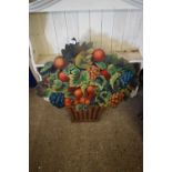 EASEL BACK WOODEN DISPLAY BOARD DEPICTING A BASKET OF FRUIT