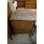 BURR WALNUT VENEERED RECORD CABINET, 64CM WIDE