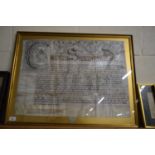 19TH CENTURY ILLUMINATED DOCUMENT IN GILT FRAME