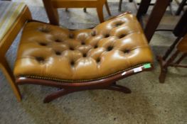 BUTTONED LEATHER FOOT STOOL, 75CM WIDE