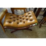 BUTTONED LEATHER FOOT STOOL, 75CM WIDE