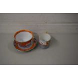 NORITAKE LUSTRE DECORATED CUP, SAUCER AND SUGAR BOWL