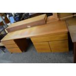 RETRO MID-CENTURY TEAK TWIN PEDESTAL DESK OR DRESSING TABLE, 196CM WIDE