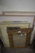 GILT FRAMED WALL MIRROR, COLOURED PRINT AFTER JOHN SELL COTMAN OF NORWICH MARKET, PRINT BY CEDRIC