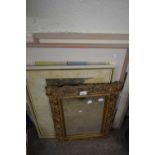 GILT FRAMED WALL MIRROR, COLOURED PRINT AFTER JOHN SELL COTMAN OF NORWICH MARKET, PRINT BY CEDRIC