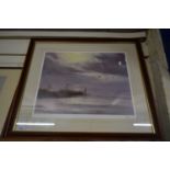 JOHN TRICKETT, COLOURED PRINT, SEASCAPE, SIGNED IN PENCIL