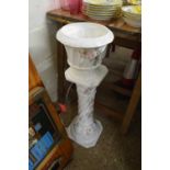 MODERN WHITE CHINA JARDINIERE AND STAND