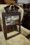 19TH CENTURY WALL MIRROR WITH BROKEN ARCH PEDIMENT DETAIL