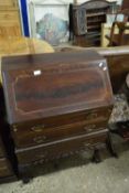 REPRODUCTION MAHOGANY BUREAU ON BALL AND CLAW FEET, 79CM WIDE