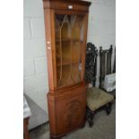 REPRODUCTION MAHOGANY VENEERED CORNER DISPLAY CABINET