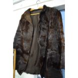 LADIES DARK BROWN SHORT FUR COAT