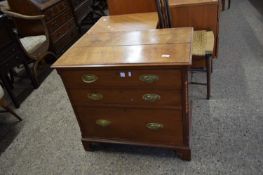 SMALL 19TH CENTURY MAHOGANY THREE DRAWER CHEST WITH OVAL BRASS HANDLES, 78CM WIDE