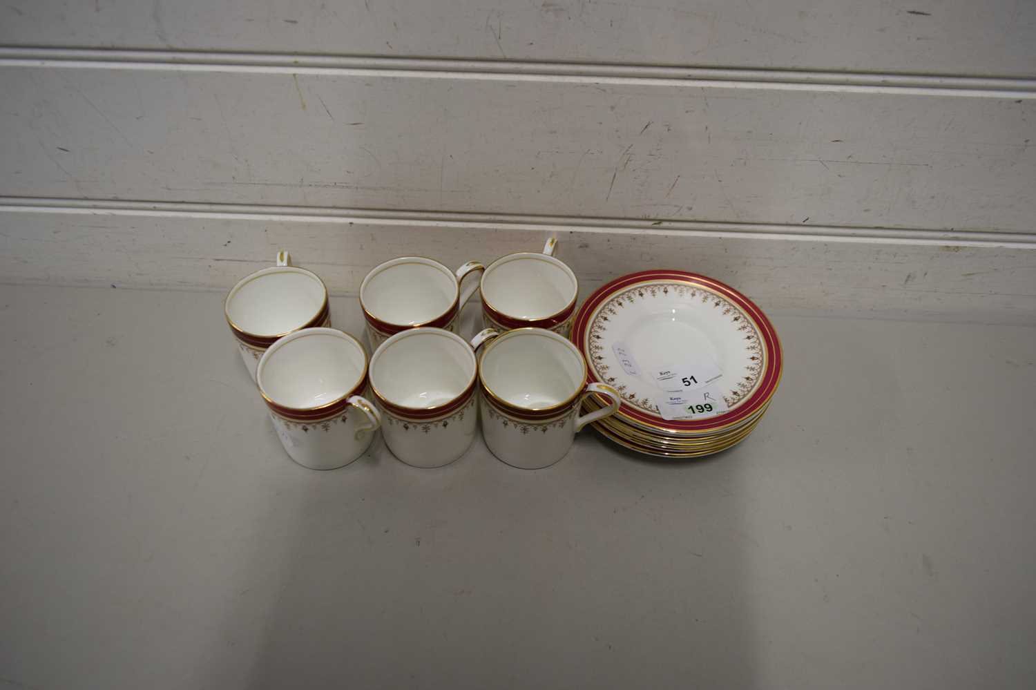 AYNSLEY COFFEE SET IN THE DURHAM PATTERN COMPRISING SIX COFFEE CUPS AND SAUCERS