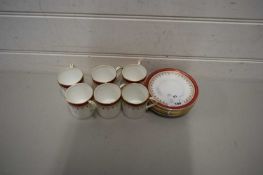 AYNSLEY COFFEE SET IN THE DURHAM PATTERN COMPRISING SIX COFFEE CUPS AND SAUCERS