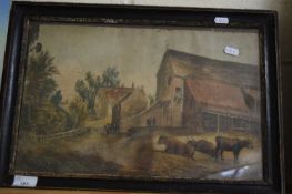 19TH CENTURY SCHOOL STUDY OF A FARMYARD, F/G