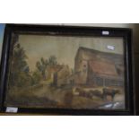 19TH CENTURY SCHOOL STUDY OF A FARMYARD, F/G