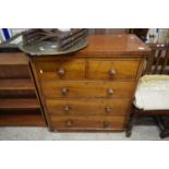 VICTORIAN MAHOGANY FIVE DRAWER CHEST WITH TURNED KNOB HANDLES, 98CM WIDE