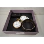 MIXED LOT OF POCKET WATCHES, BANGLE ETC